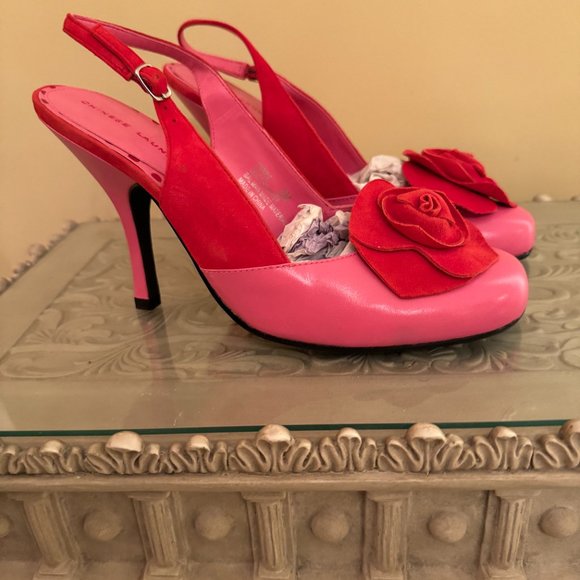8M Pink Smooth Leather and Red Suede 4" Heels - NWOT - Picture 7 of 8
